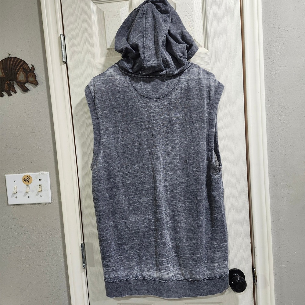 Retrofit Mens Gray Mineral Wash Sleeveless Full Zip Hoodie Vest Size Large - Picture 7 of 8
